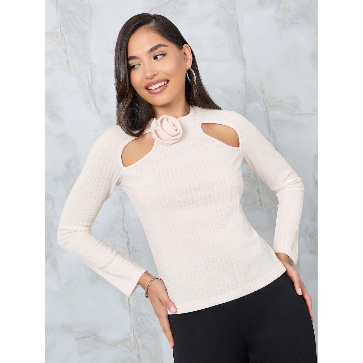 بلوزة محبوكة بأكمام طويلة-women-clothing-shirtsandblouses-blouses-image-1
