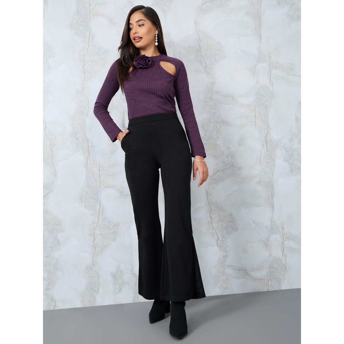 Styli Cut-Out & Corsage Detail Fitted Knit Top-women-clothing-shirtsandblouses-blouses-image-2