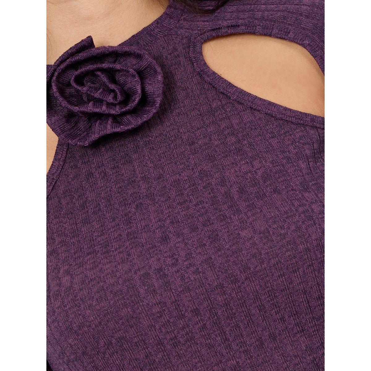 Styli Cut-Out & Corsage Detail Fitted Knit Top-women-clothing-shirtsandblouses-blouses-image-4