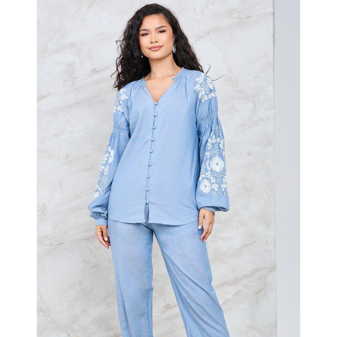 Styli Limited Floral Embroidered Sleeve Button Front Shirt & Pants Co-Ord-women-clothing-coordsets-image-2