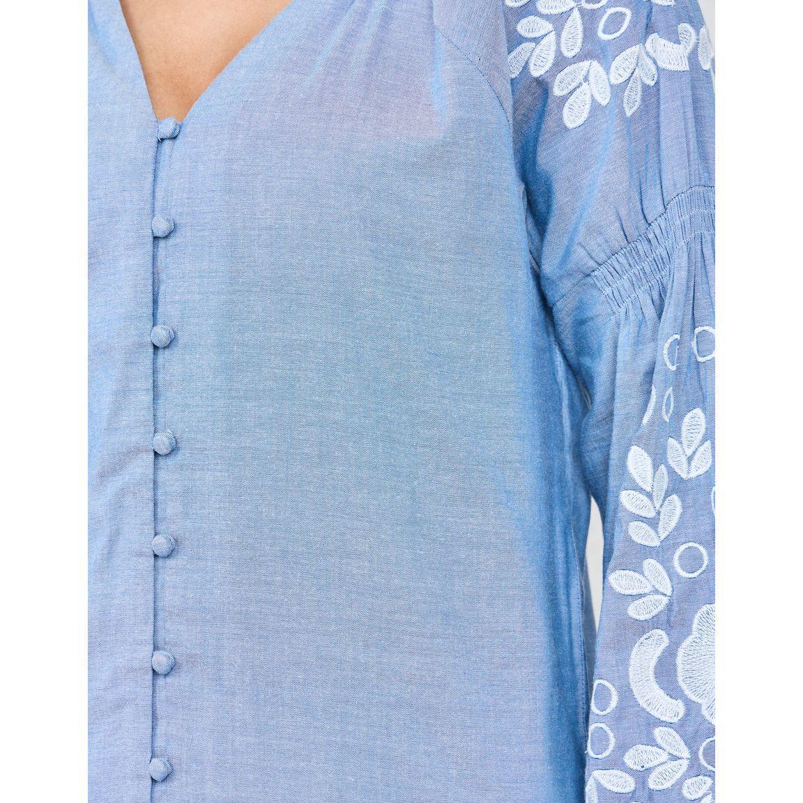 Styli Limited Floral Embroidered Sleeve Button Front Shirt & Pants Co-Ord-women-clothing-coordsets-image-4