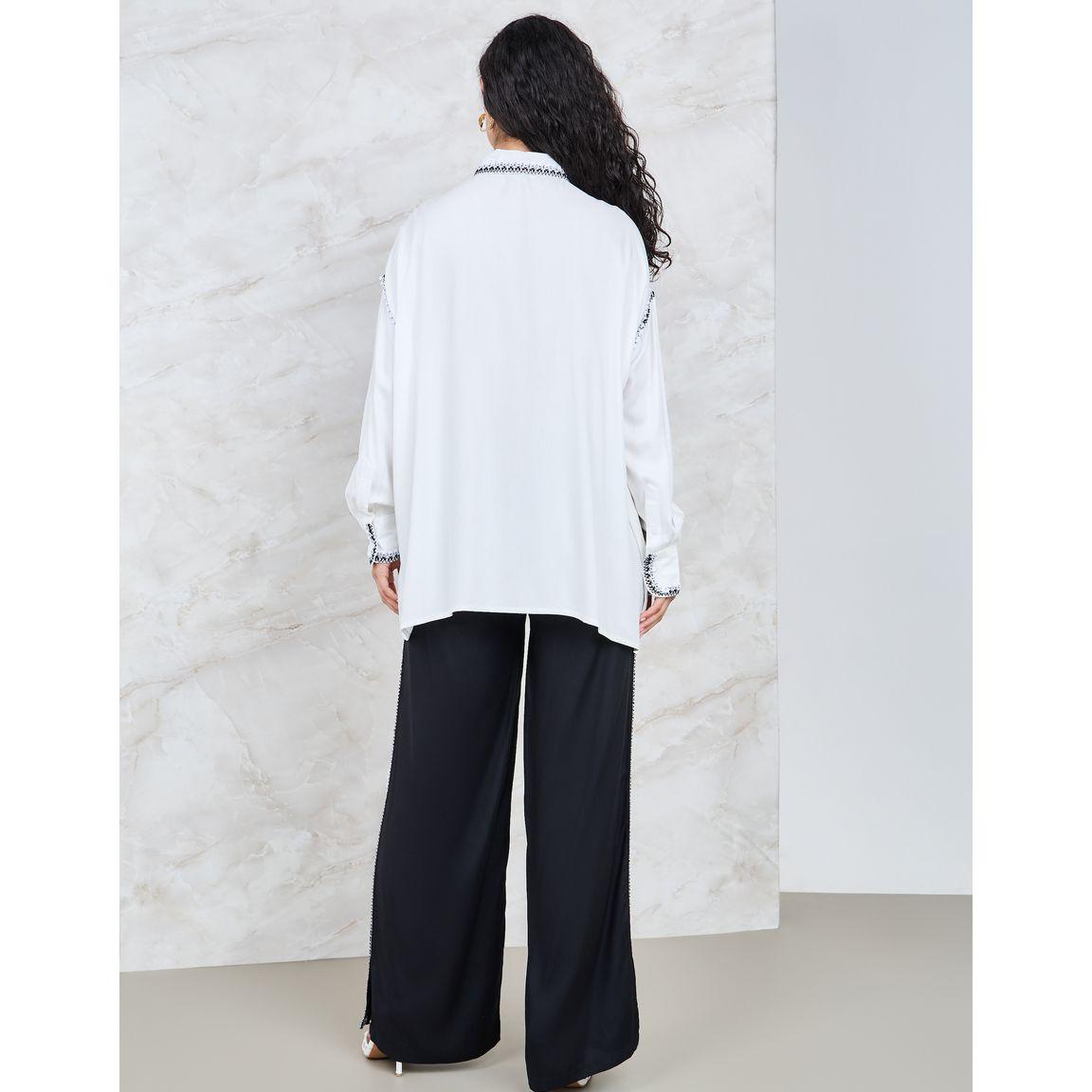 Styli Limited Oversized Contrast Stitch Detail Drop Shoulder Shirt & Wide Leg Pants Co-Ord-women-clothing-coordsets-image-4