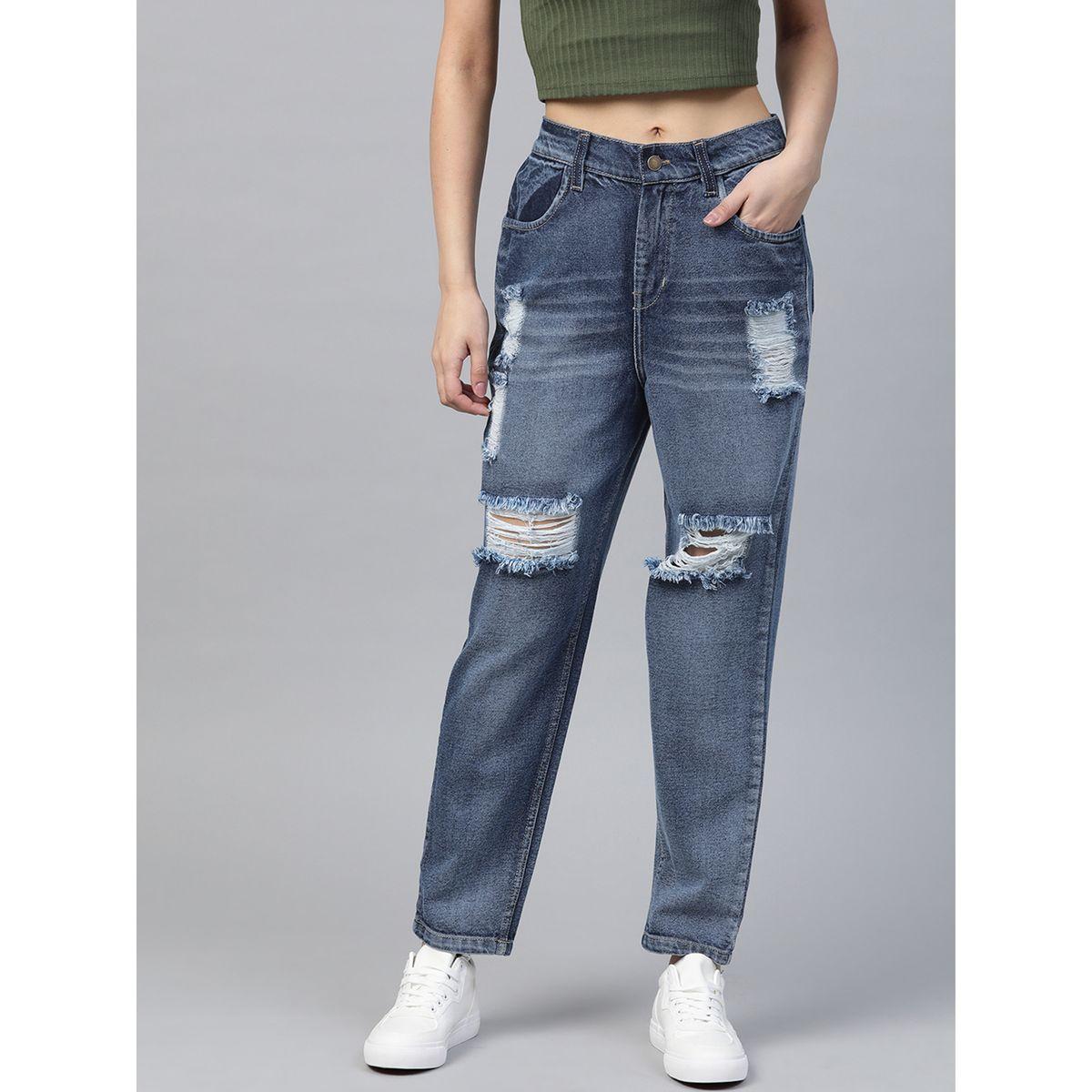 جينز ممزق بقصة سليم فت ساسافراس × ستايلي-women-clothing-bottoms-jeans-image-1