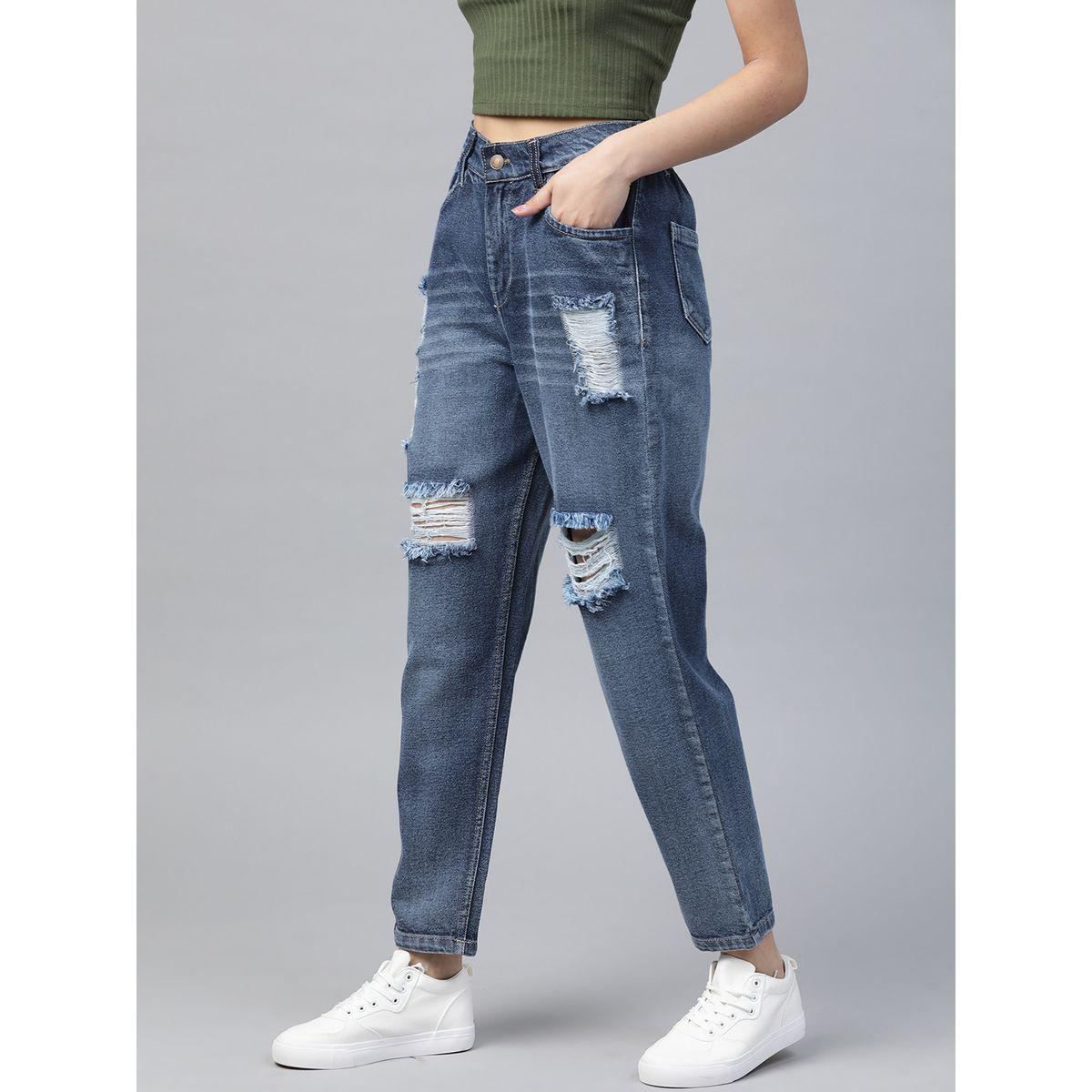 جينز ممزق بقصة سليم فت ساسافراس × ستايلي-women-clothing-bottoms-jeans-image-2