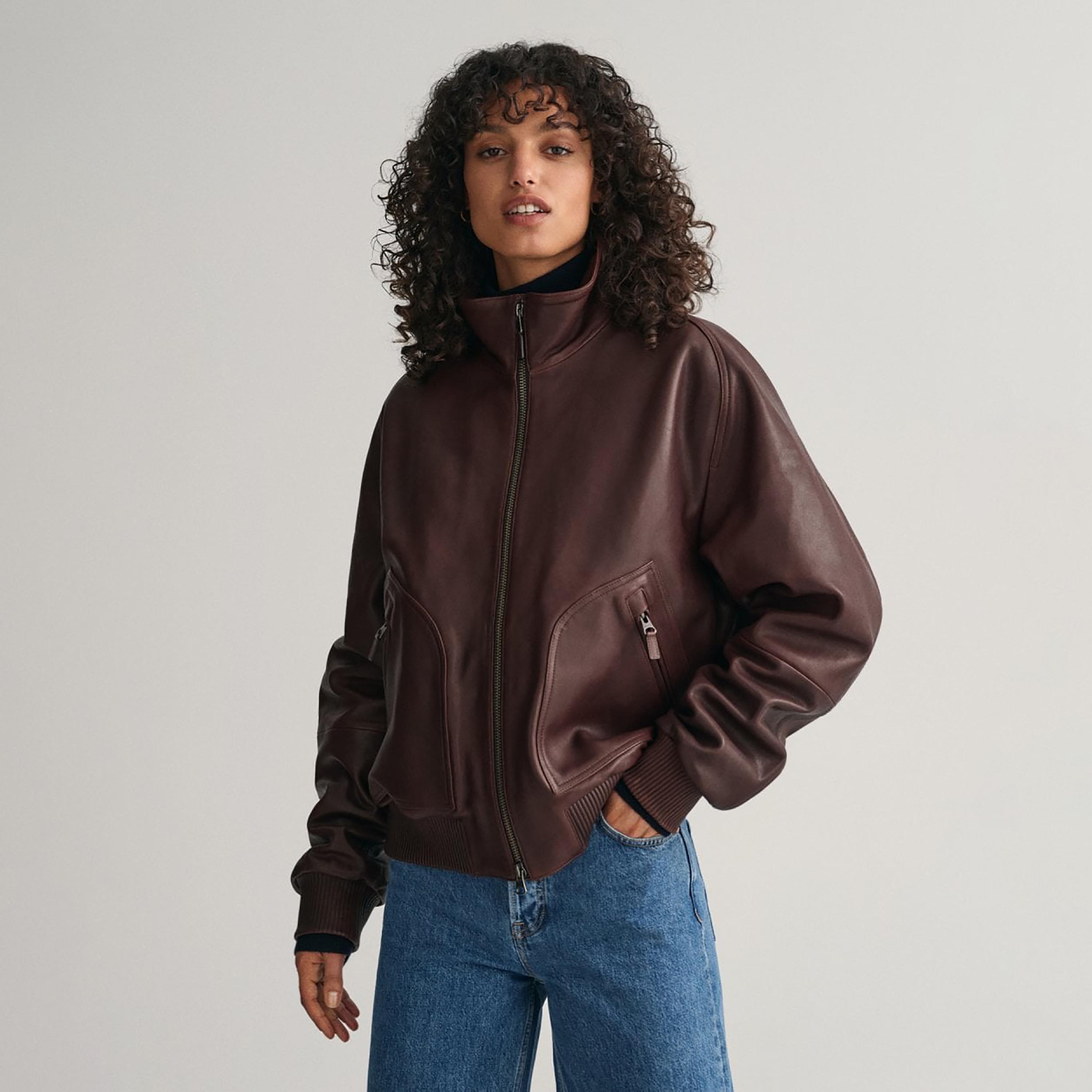 Gant Plain High Neck Jacket-women-winterwear-coatsandjackets-jackets-image-3