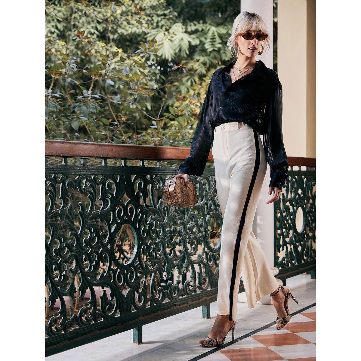 Sassafras X Styli Side Stripe High Rise Knitted Pants-women-clothing-bottoms-trousers-image-1