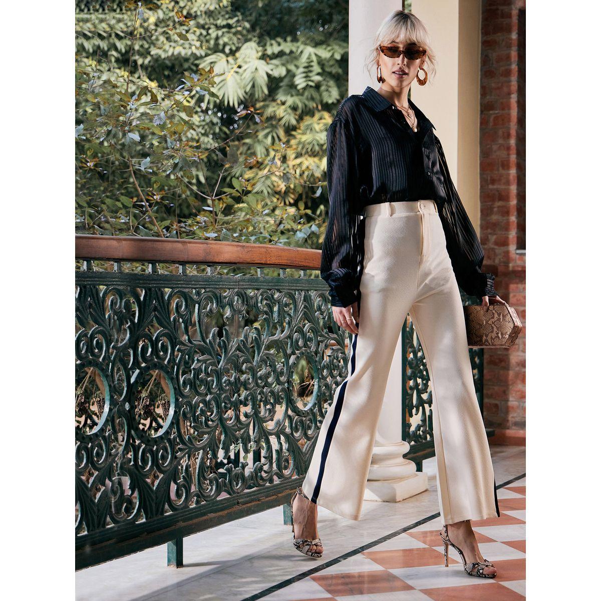 Sassafras X Styli Side Stripe High Rise Knitted Pants-women-clothing-bottoms-trousers-image-2