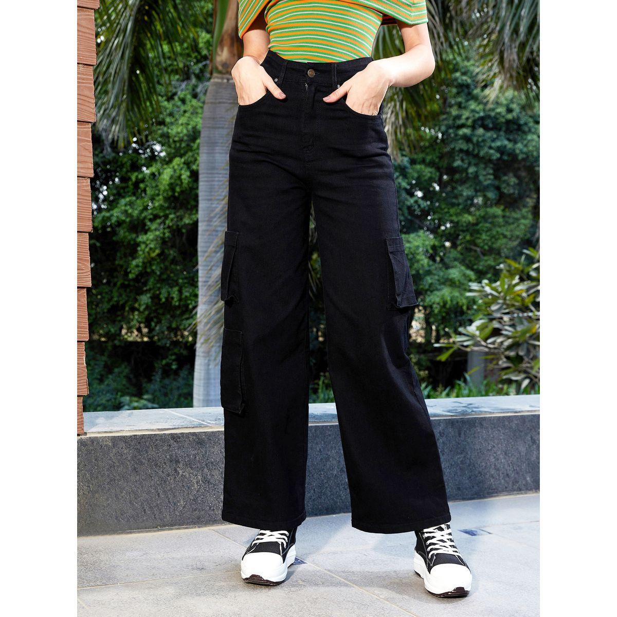 جينز واسع الأرجل بنمط كارجو ساسافراس × ستايلي-women-clothing-bottoms-jeans-image-1