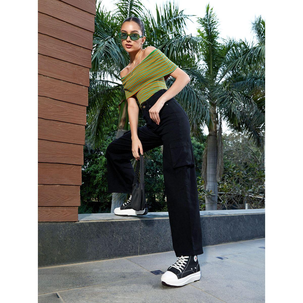 جينز واسع الأرجل بنمط كارجو ساسافراس × ستايلي-women-clothing-bottoms-jeans-image-2