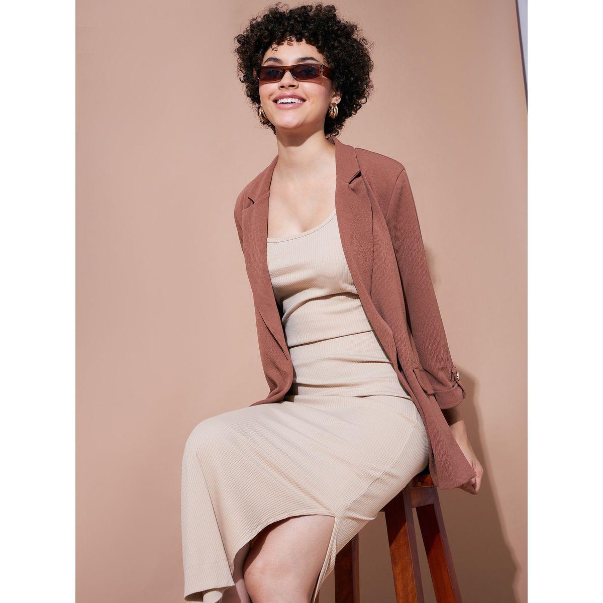 Sassafras X Styli Solid High Rise Rib Pencil Skirt With Side Slit-women-clothing-bottoms-skirts-image-2