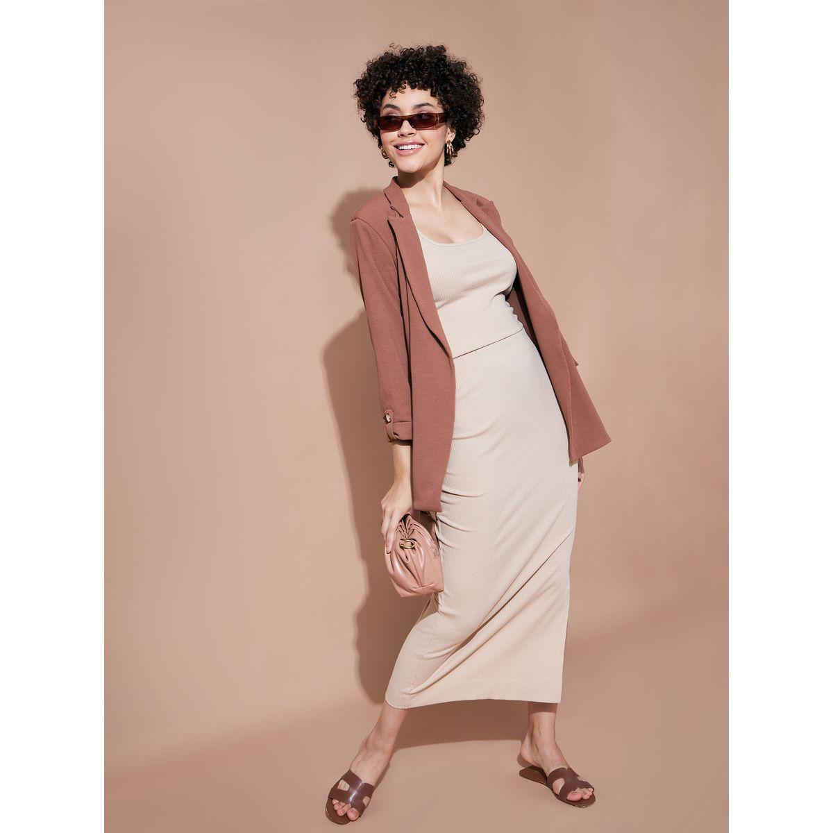 Sassafras X Styli Solid High Rise Rib Pencil Skirt With Side Slit-women-clothing-bottoms-skirts-image-6