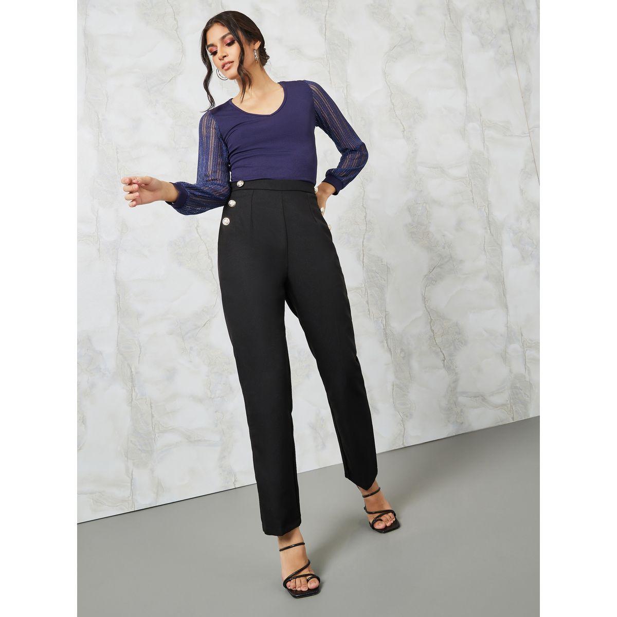 Styli Contrast Mesh Sleeve V Neck Fitted Knit Top-women-clothing-shirtsandblouses-blouses-image-2
