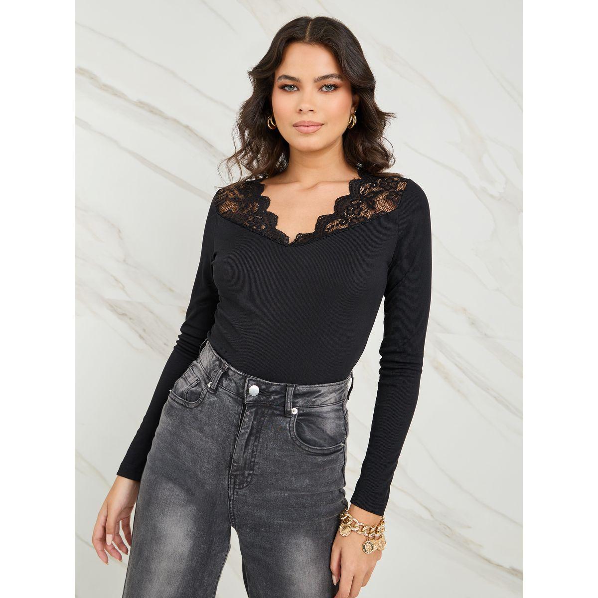 بلوزة محبوكة بتداخلات دانتيل-women-clothing-shirtsandblouses-blouses-image-3
