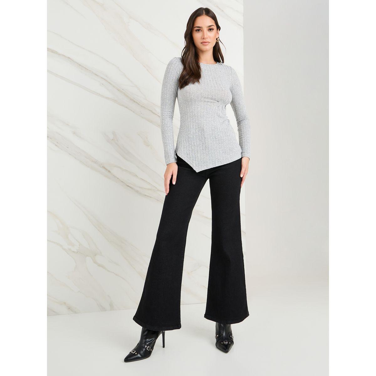 Styli Ribbed Asymmetric Hem Longline Tunic-women-clothing-shirtsandblouses-blouses-image-2