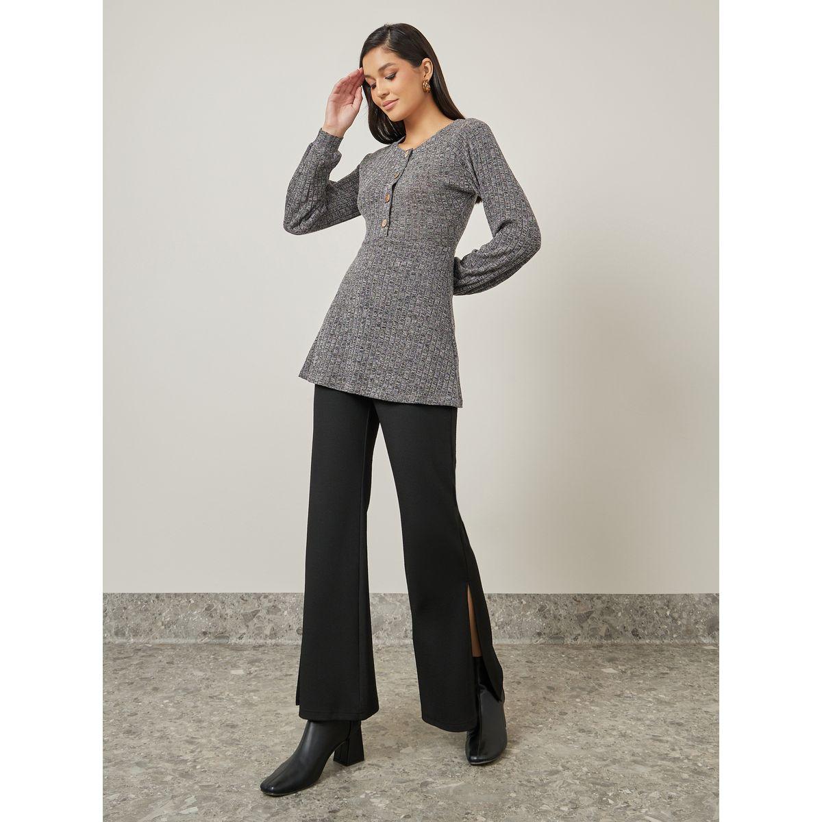 Styli Ribbed Button Detail Longline Tunic-women-clothing-shirtsandblouses-blouses-image-2