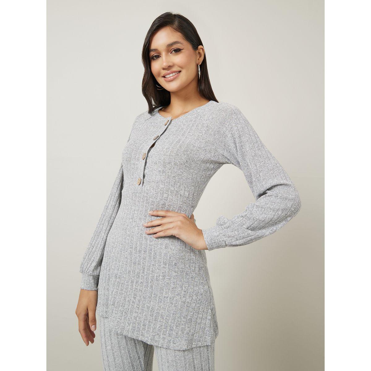 Styli Ribbed Button Detail Longline Tunic-women-clothing-shirtsandblouses-blouses-image-2