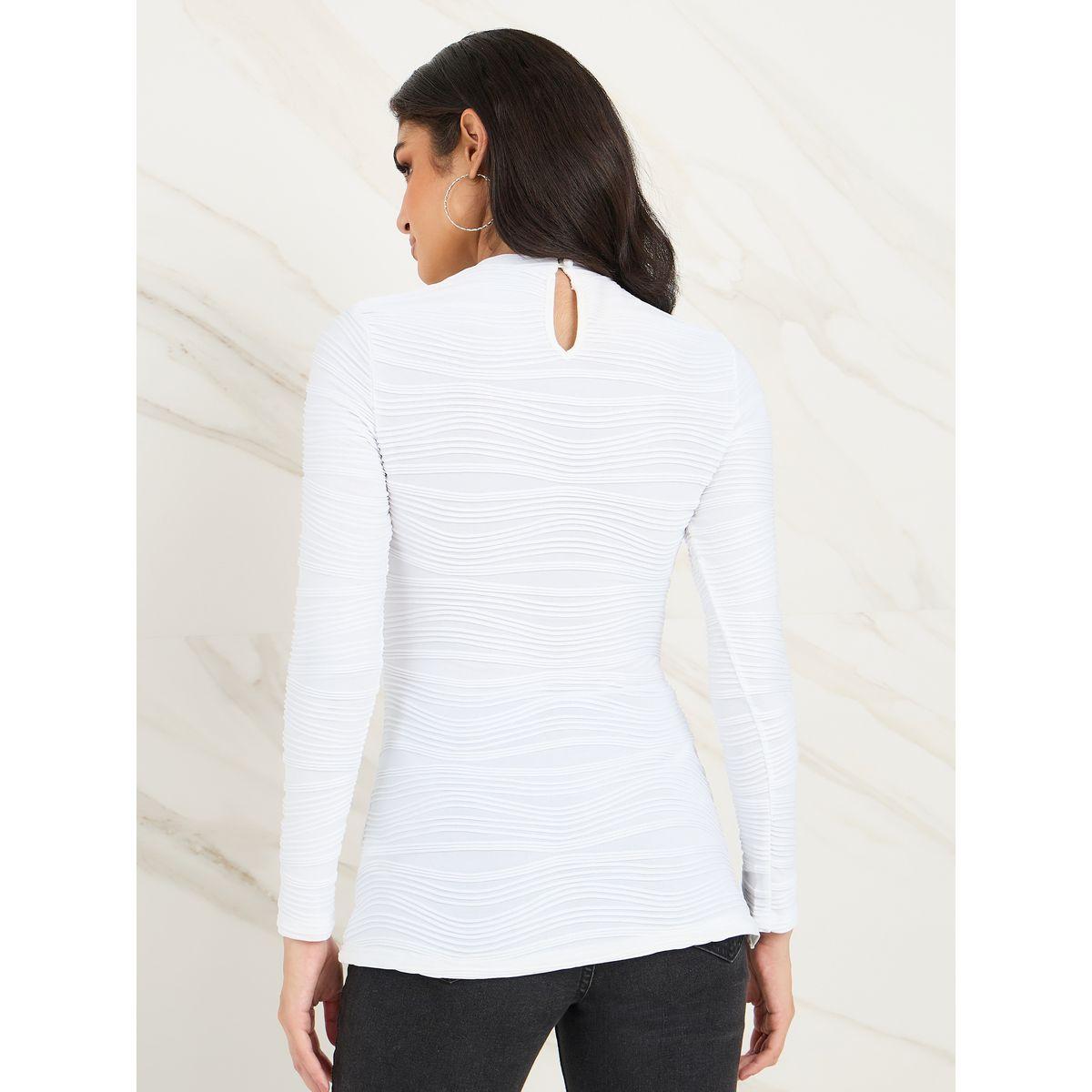 بلوزة محبوكة بشق جانبي-women-clothing-tshirts-image-5