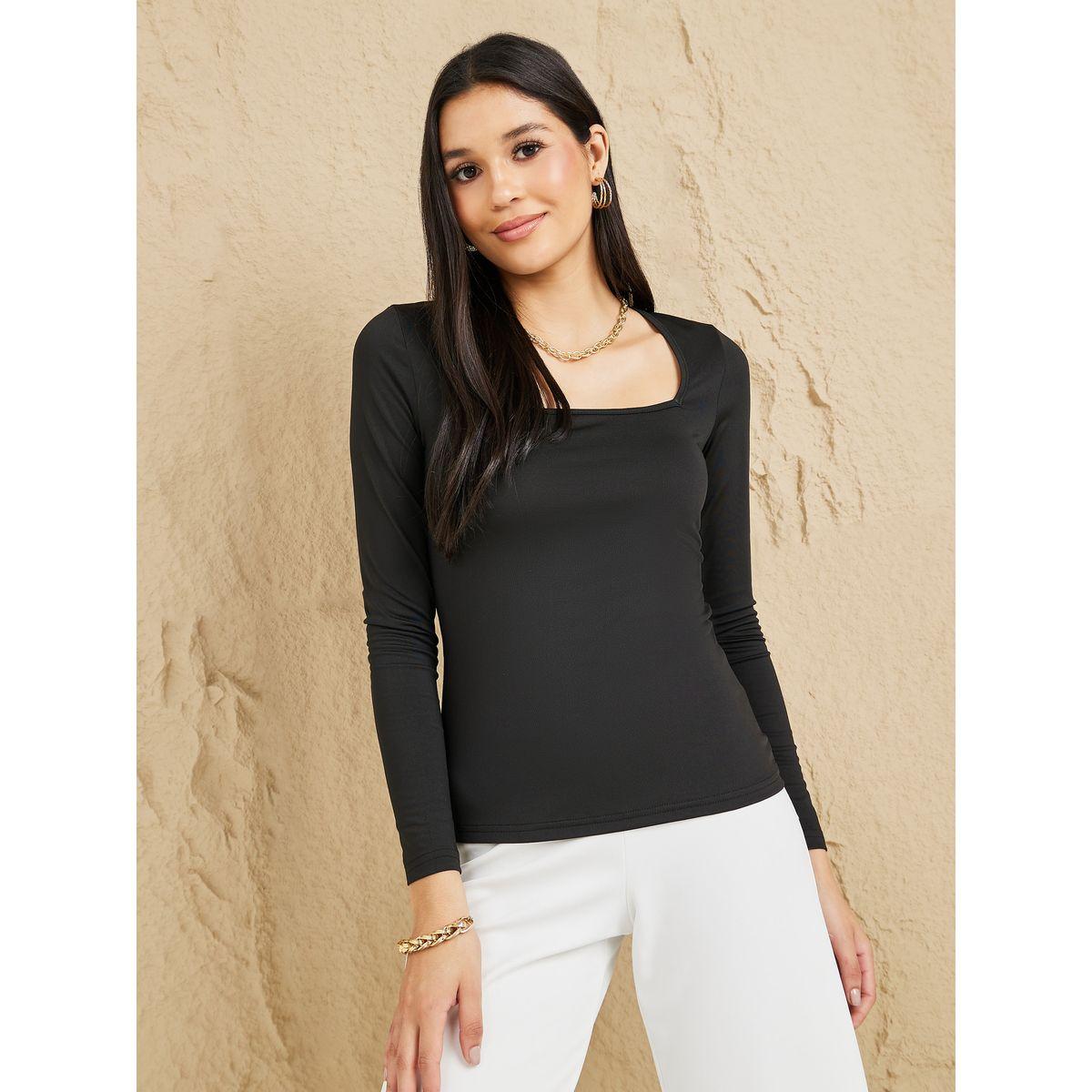 بلوزة محبوكة بياقة واسعة-women-clothing-shirtsandblouses-blouses-image-1