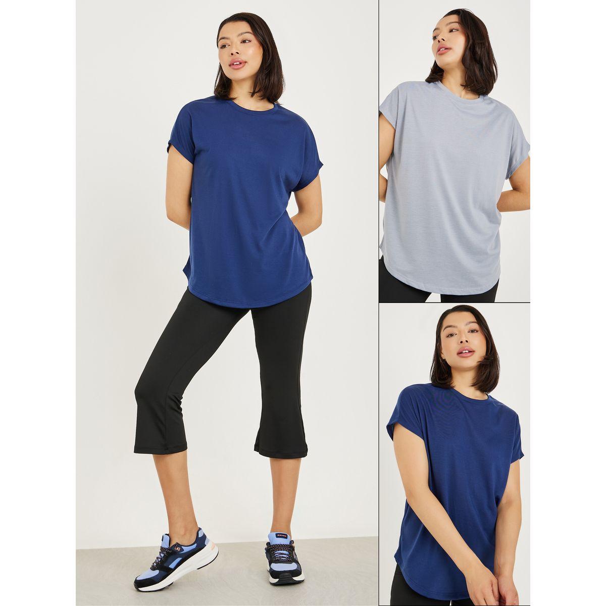 Styli Active Pack of 2 - Solid Curved Hem Top-women-clothing-sportswearandactivewear-tshirtsandvests-image-1
