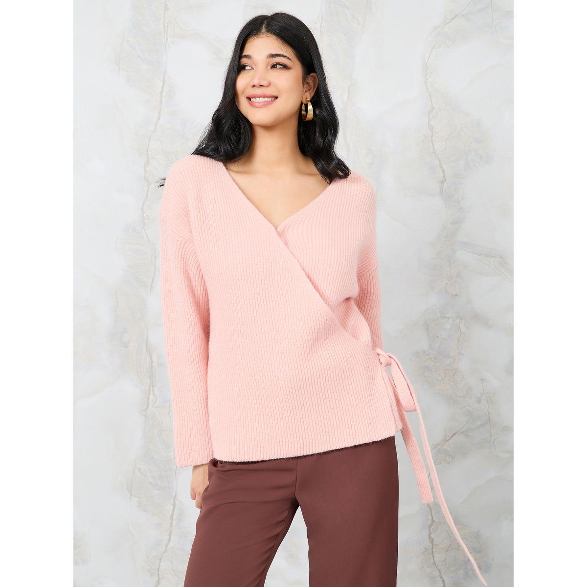 Styli Knitted Functional Wrap Top with Tie Side-women-clothing-shirtsandblouses-blouses-image-1