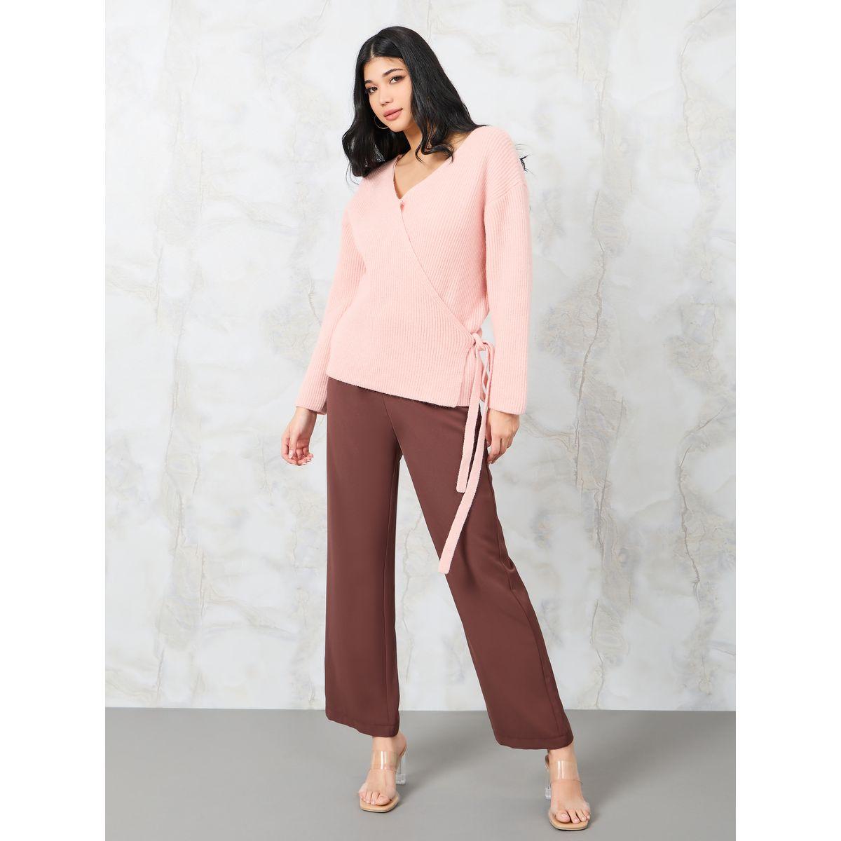 بلوزة محبوكة بنمط لف مع ربطة-women-clothing-shirtsandblouses-blouses-image-3