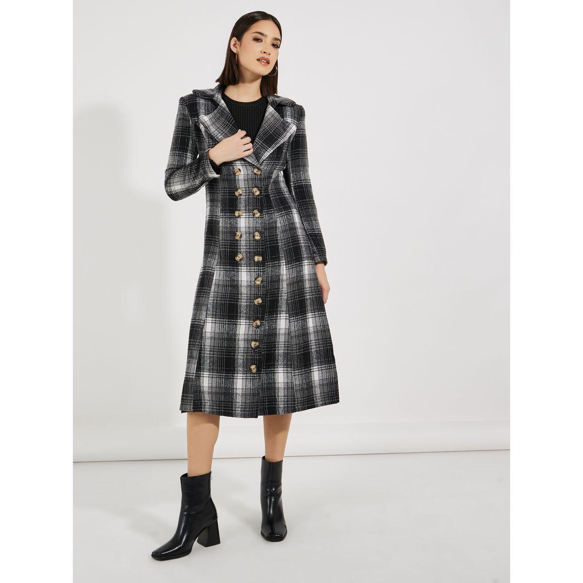 Styli Checked Plaid Blazer Midi Dress-women-clothing-dresses-image-1