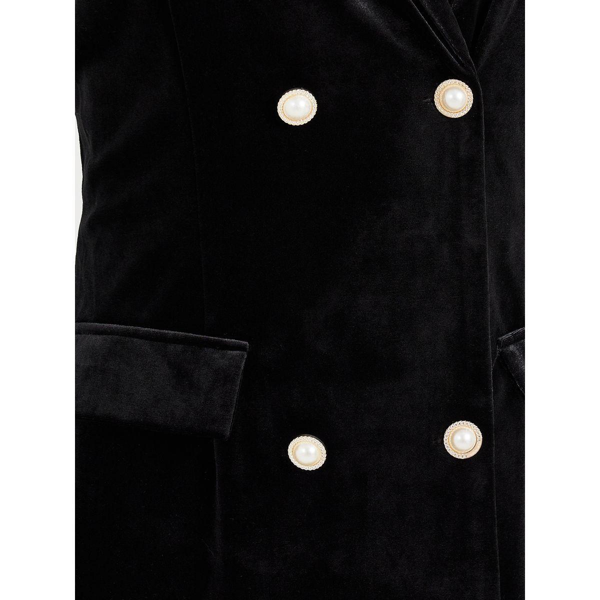 Styli Notch Lapel Double Breasted Velvet Mini Dress-women-clothing-dresses-image-3