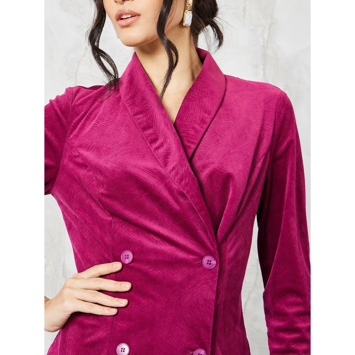 Styli Jacquard Pleated Design Blazer Mini Dress-women-clothing-dresses-image-3