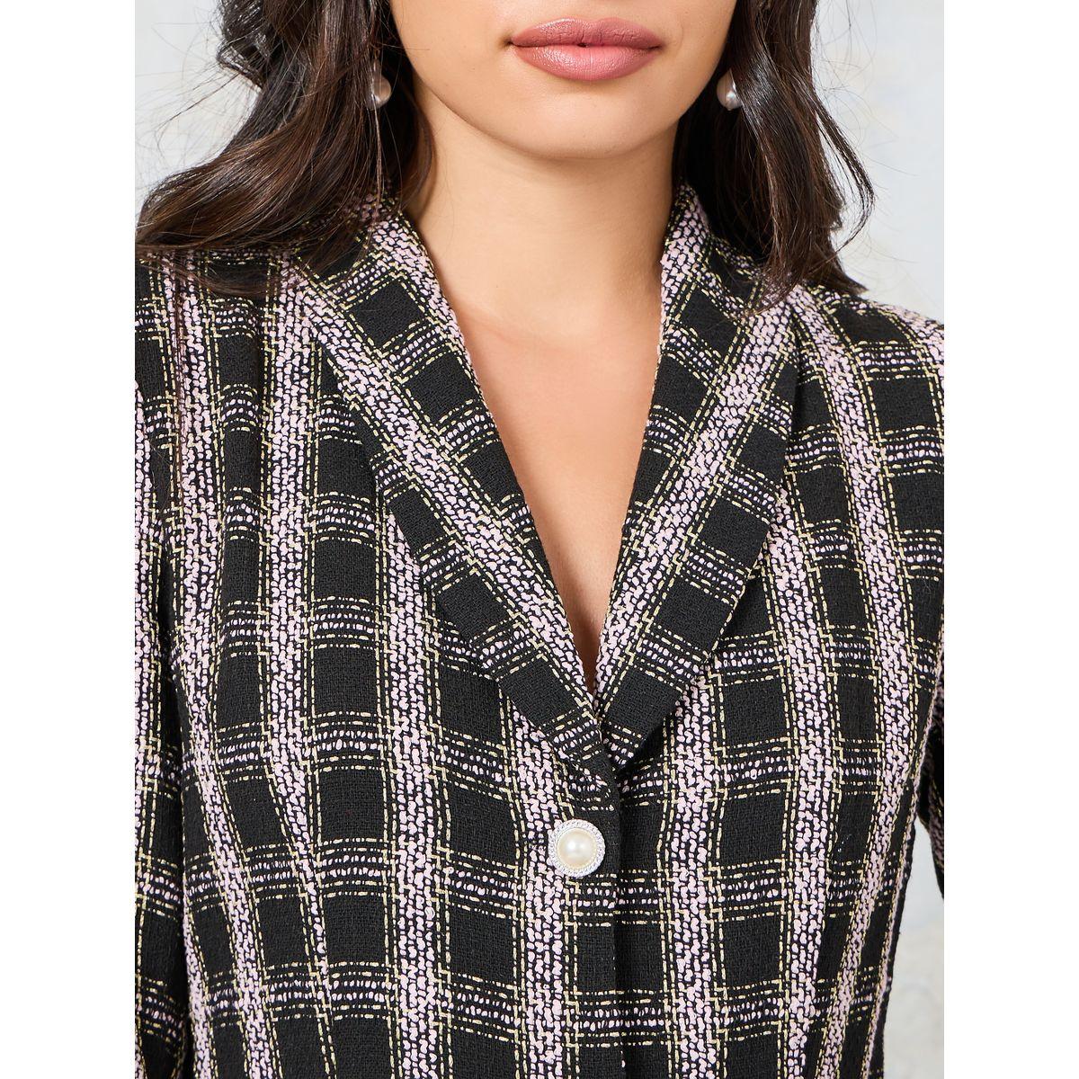 فستان قصير تويد مع زر غلق-women-clothing-dresses-image-3