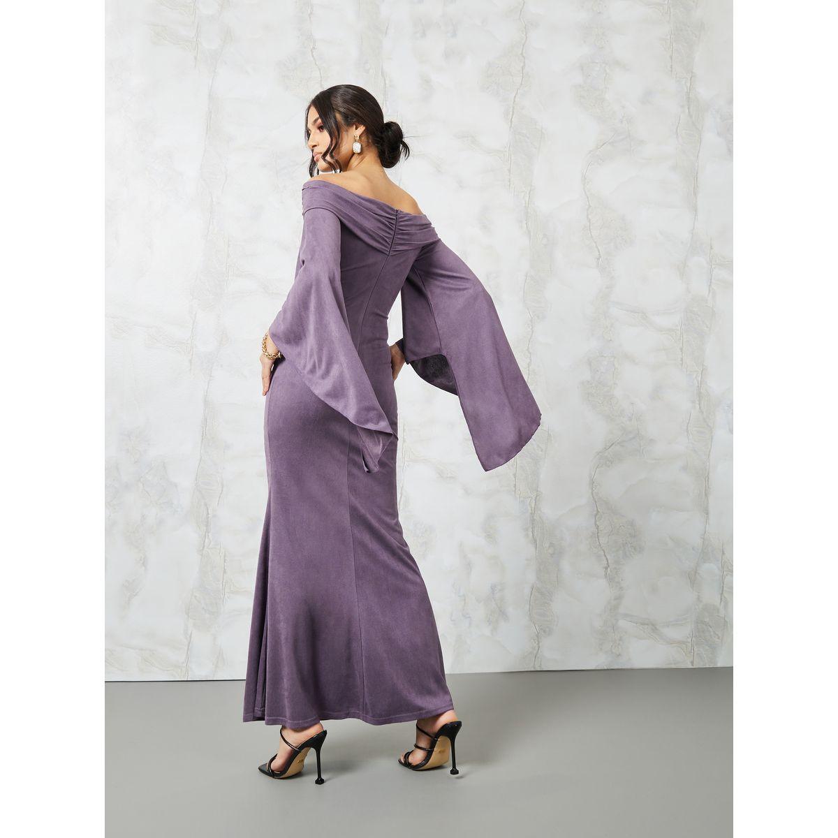 Styli Off Shoulder Batwing Sleeves Design Maxi Dress-women-clothing-dresses-image-4