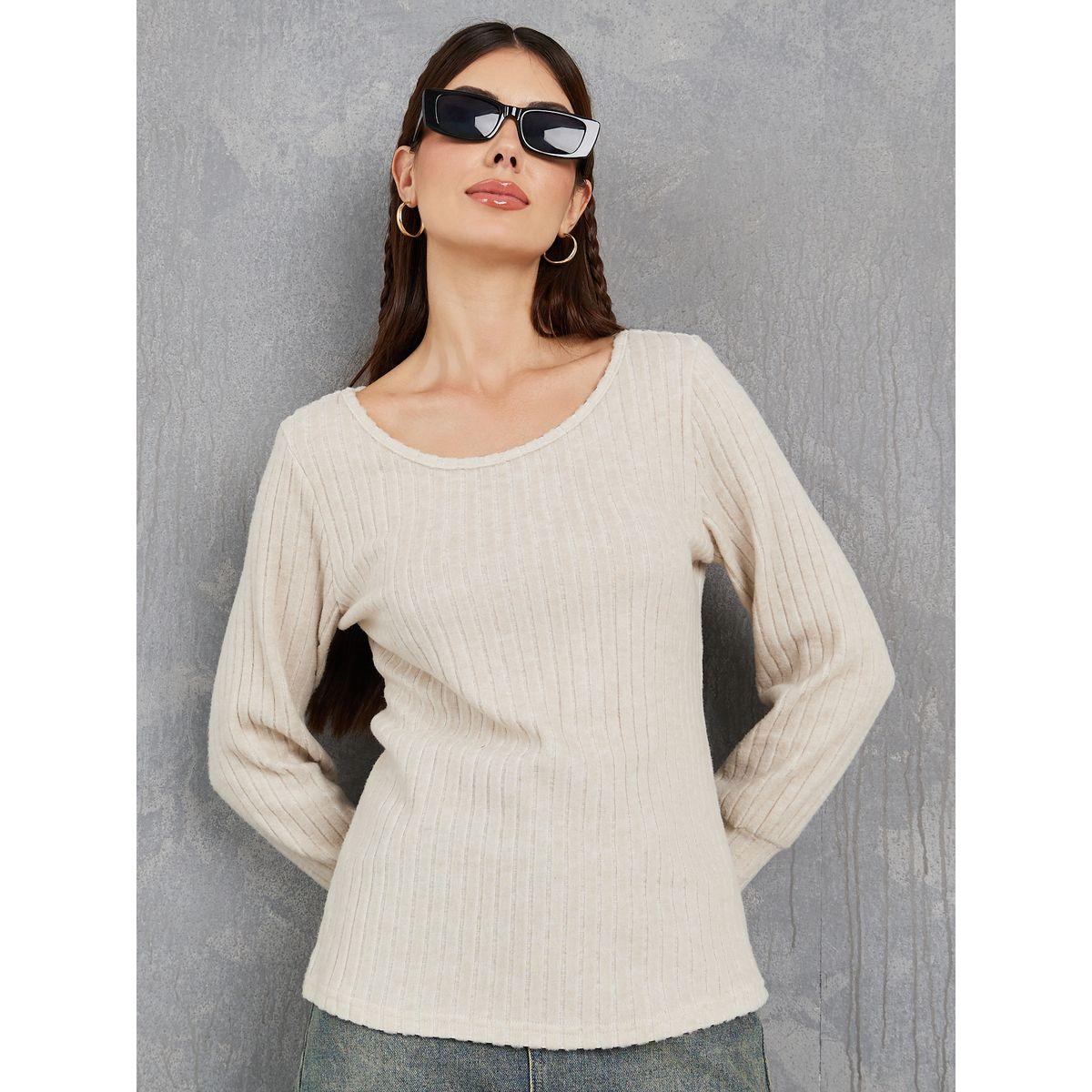 Styli Solid Regular Fit Round Neck Knit Top-women-clothing-shirtsandblouses-blouses-image-3