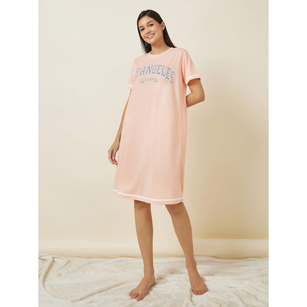 Styli Unwind Los Angeles Stripe Sleeve & Hem Sleep T-Shirt Dress-women-clothing-nightwear-nighties-image-2