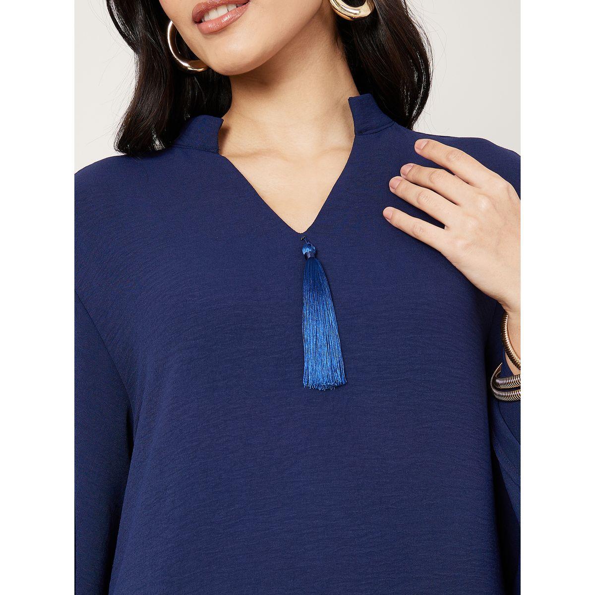 Styli Tassel Detail V Neck Jalabiya-women-arabicclothing-jalabiyas-image-3