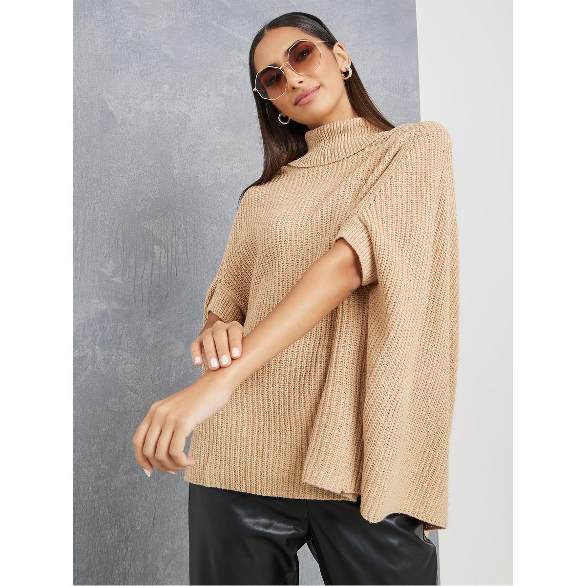 Styli Turtle Neck Poncho Style Knit Sweater-women-clothing-cardigansandjumpers-jumpers-image-3