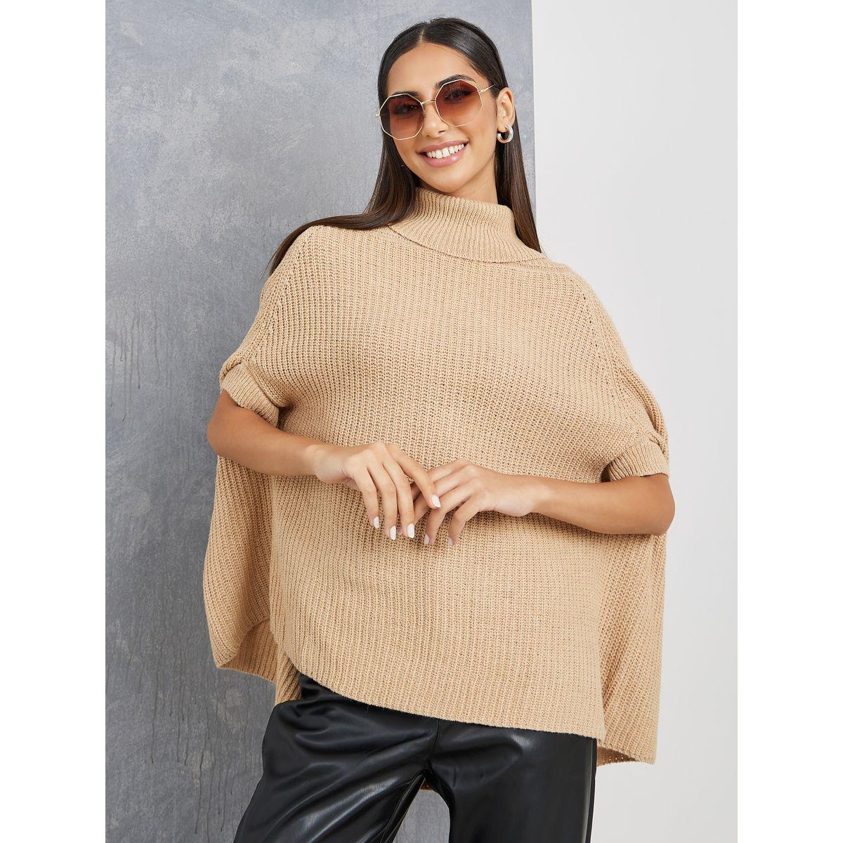 Styli Turtle Neck Poncho Style Knit Sweater-women-clothing-cardigansandjumpers-jumpers-image-6