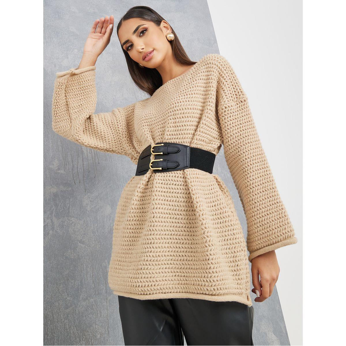 Styli Oversized Solid Drop Shoulder Textured Sweater-women-clothing-cardigansandjumpers-jumpers-image-1