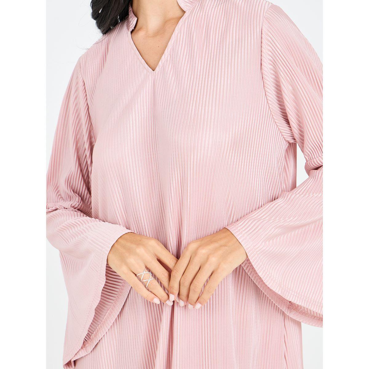 جلابية بليسيه بأكمام بنمط جرس-women-arabicclothing-jalabiyas-image-4