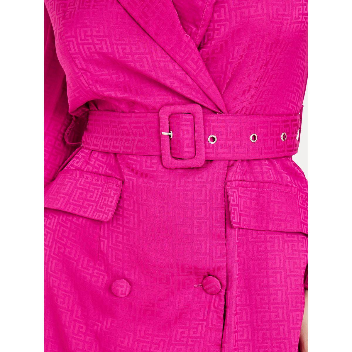 Styli Jacquard Design Belted Blazer Knee Length Dress-women-clothing-dresses-image-3
