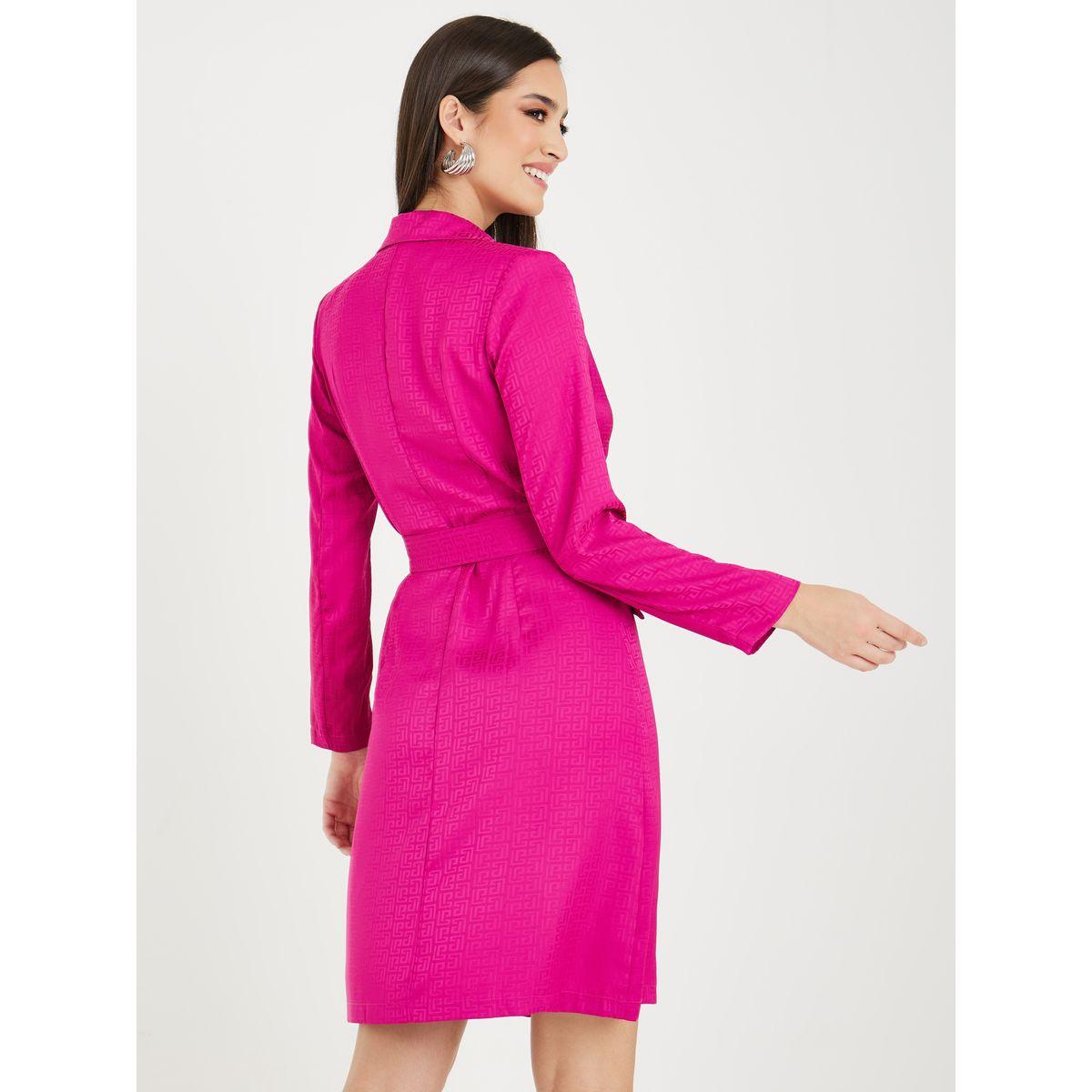 Styli Jacquard Design Belted Blazer Knee Length Dress-women-clothing-dresses-image-4
