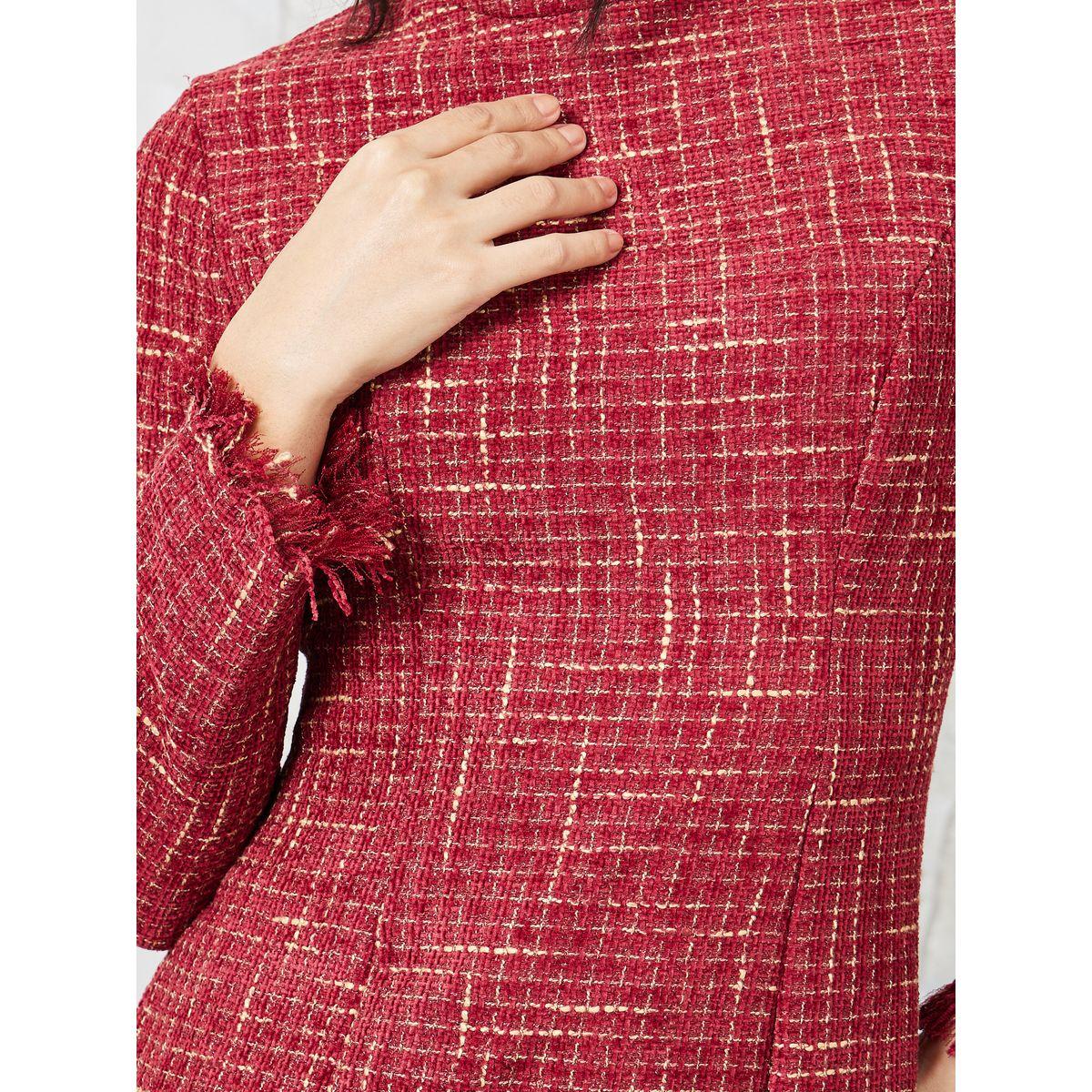 Styli Tweed Frayed Edge Sheath Mini Dress-women-clothing-dresses-image-3