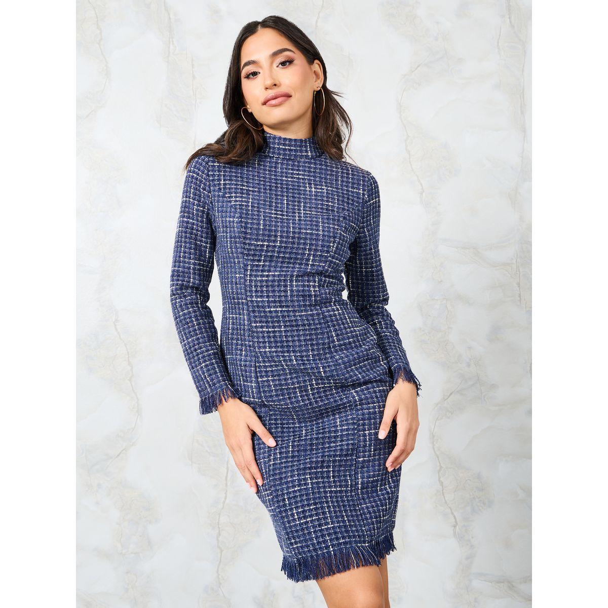 Styli Tweed Frayed Edge Sheath Mini Dress-women-clothing-dresses-image-2