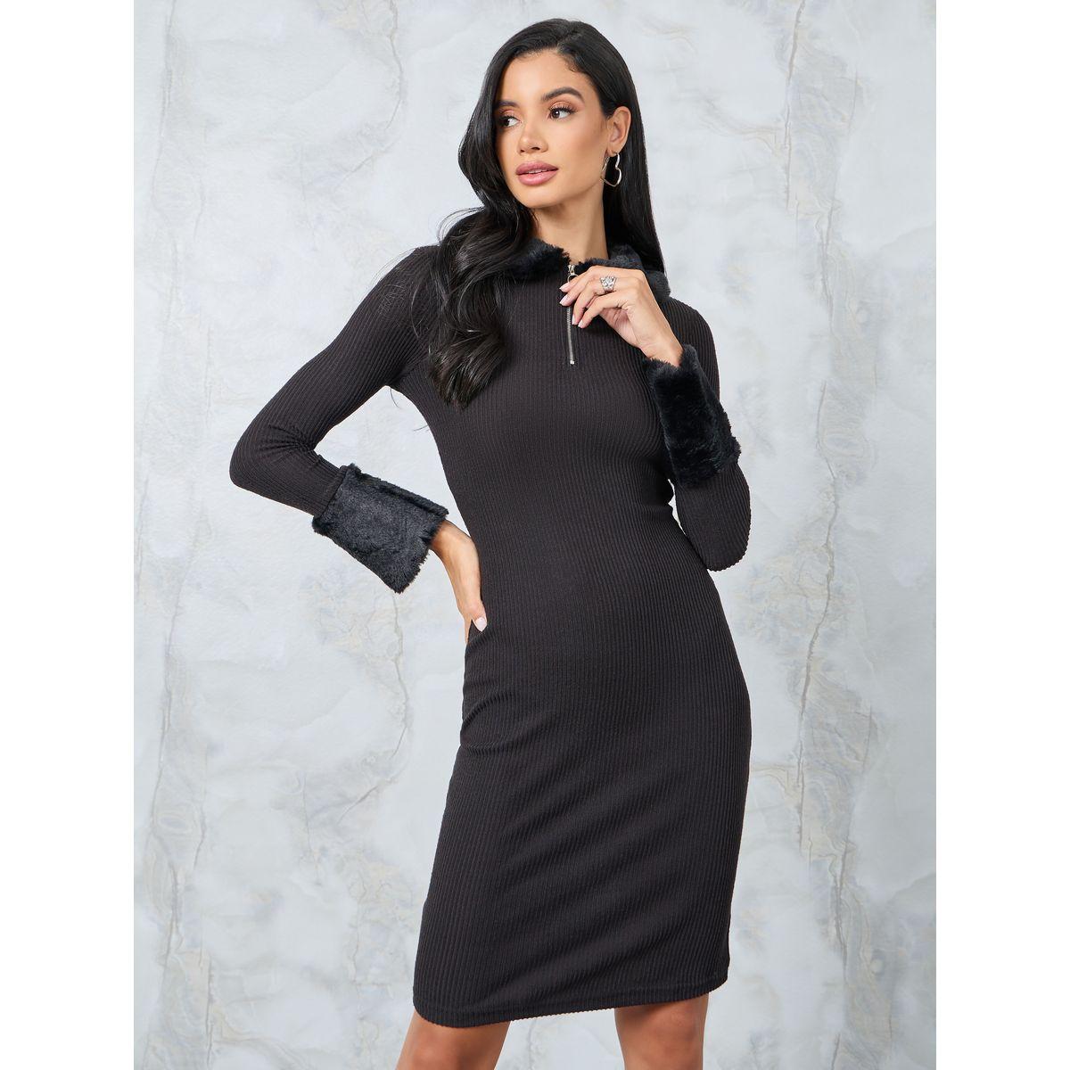 فستان بطول الركبة بتفاصيل مضلعة-women-clothing-dresses-image-2