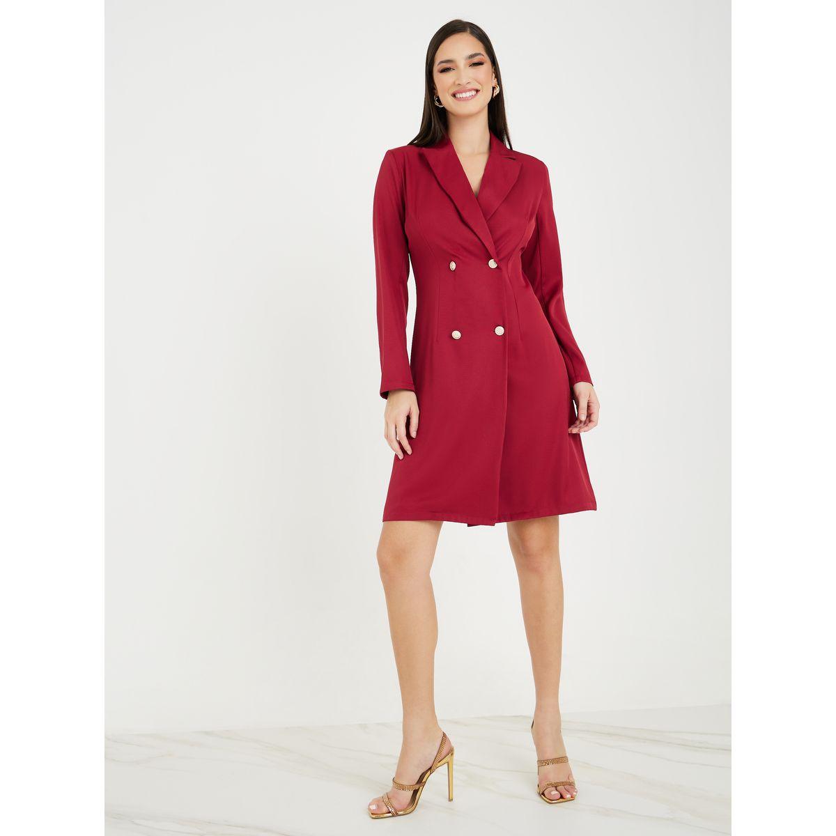 Styli Notch Lapel Buttoned Blazer Mini Dress-women-clothing-dresses-image-2