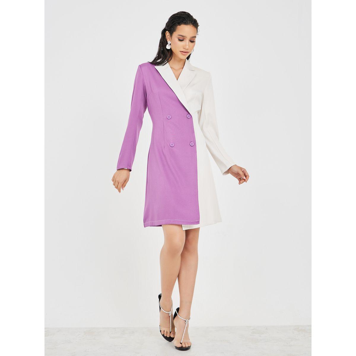 Styli Colorblock Blazer Mini Dress with Buttons-women-clothing-dresses-image-1