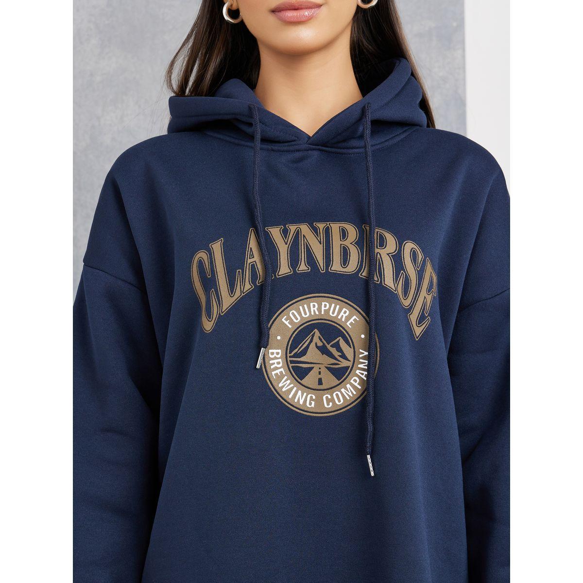 Styli Graphic Print Side Slit Drawstring Hoodie Dress-women-clothing-dresses-image-3