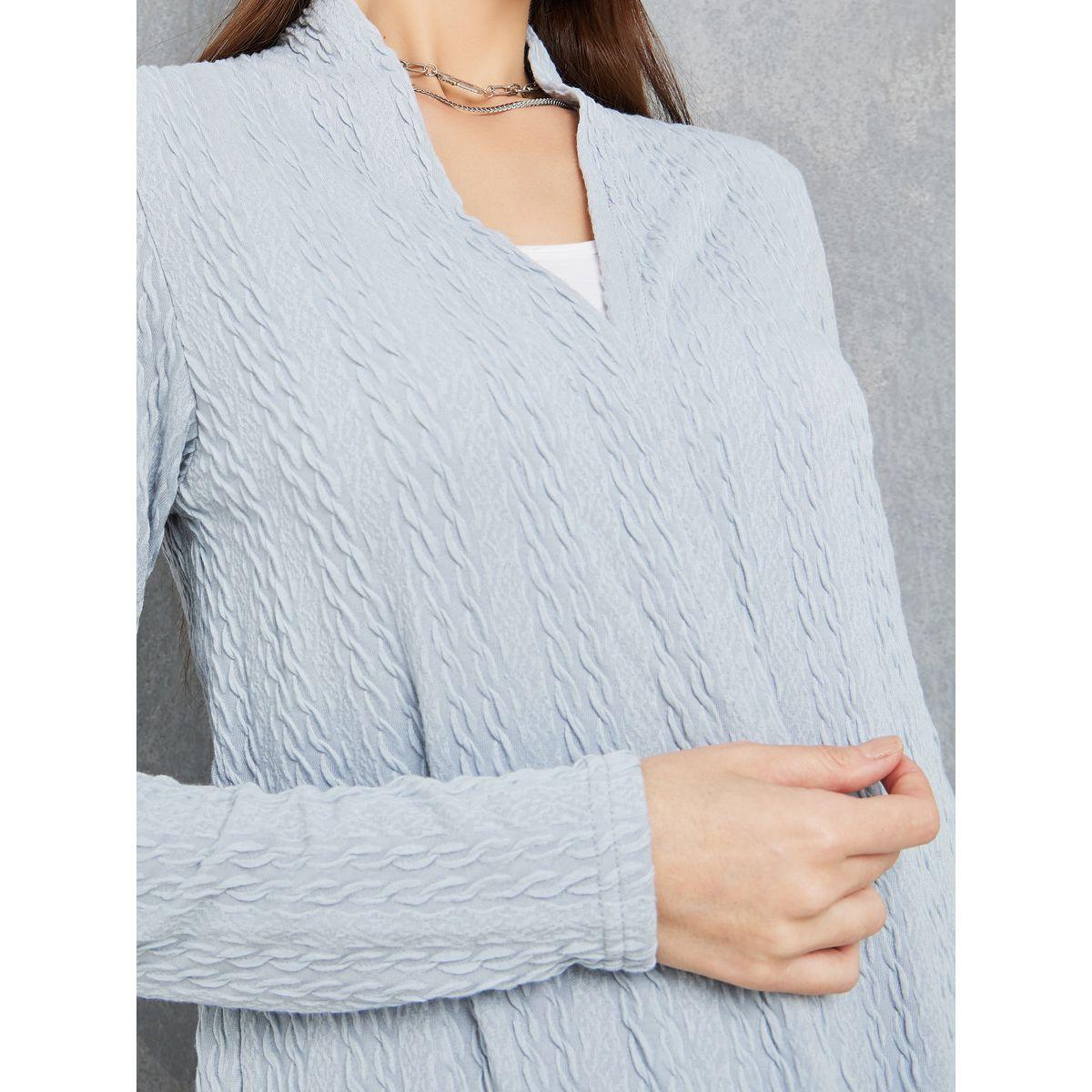 Styli Solid Cable Knit Longline Handkerchief Cardigan-women-winterwear-cardigansandjumpers-cardigans-image-3
