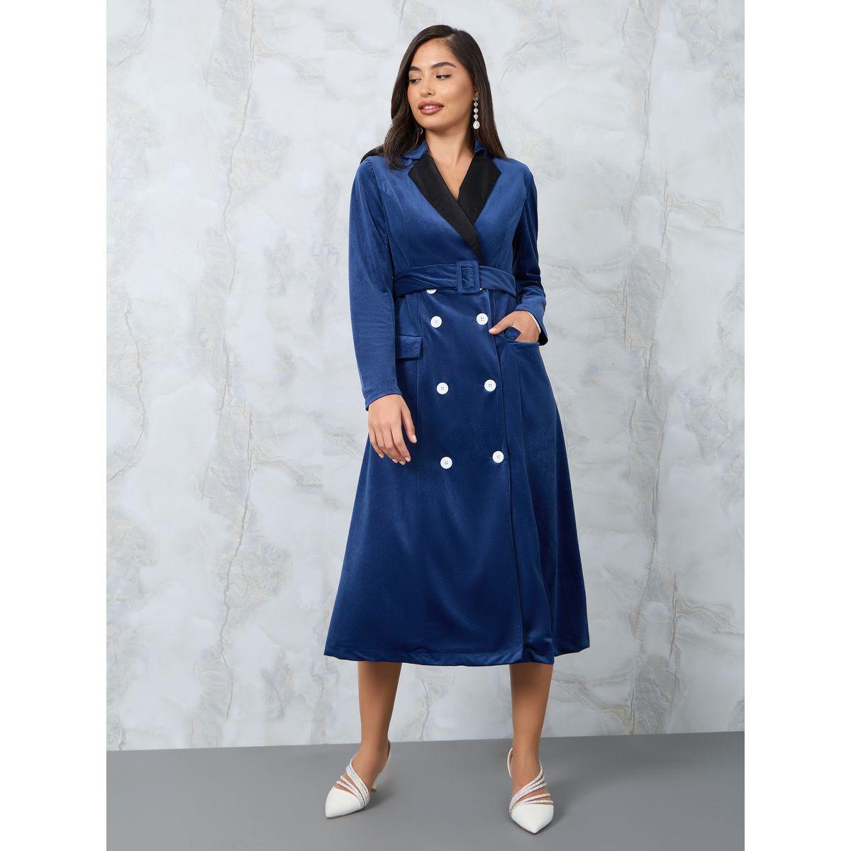 فستان ميدي جاكار بحزام خصر-women-clothing-dresses-image-1