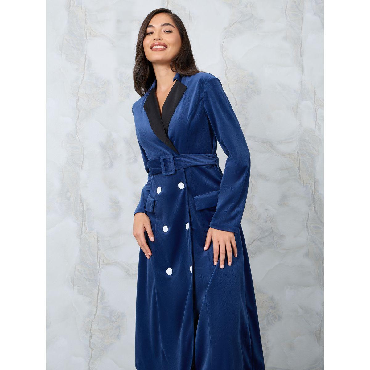 Styli Jacquard Blazer Midi Dress with Contrast Collar-women-clothing-dresses-image-2