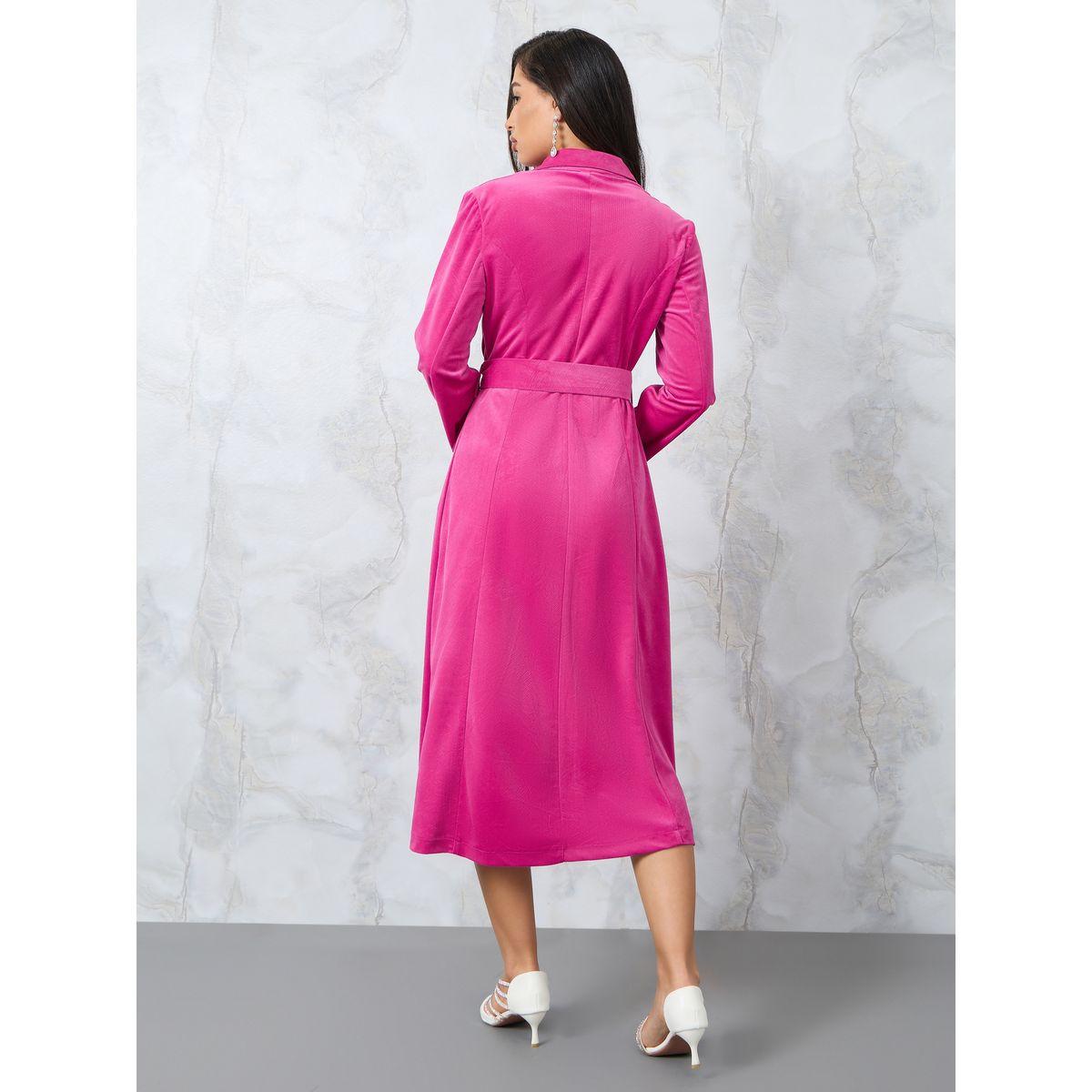 Styli Jacquard Blazer Midi Dress with Contrast Collar-women-clothing-dresses-image-4