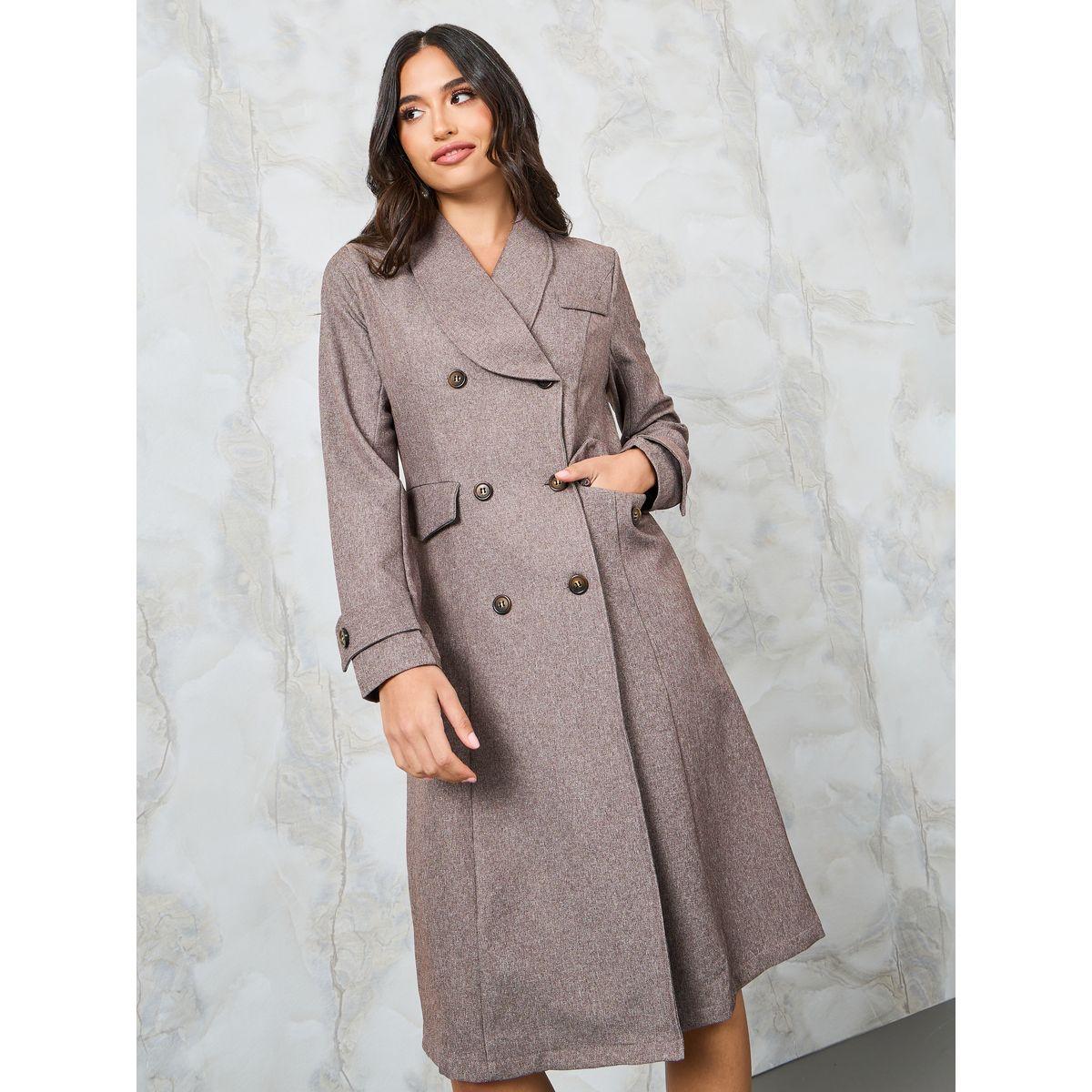 Styli Notch Collar Double Breasted Blazer Knee Length Dress-women-clothing-dresses-image-2